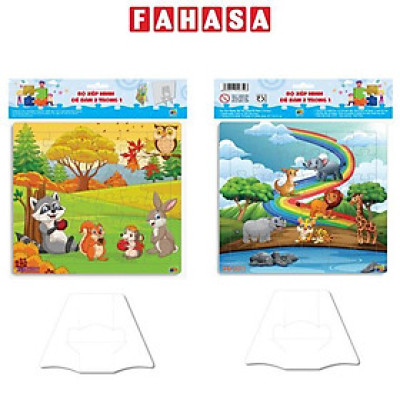 Bộ 2 Tranh Xếp Hình 36 Mảnh Để Bàn 23 x 23 cm - Minh Châu C2-007