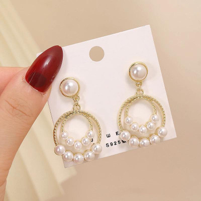Earrings đeo tai dáng tròn kim loại thời trang cho nữ