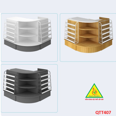 Bàn tính tiền siêu thị , Bàn thu ngân thiết kế tiện lợi QTT407 - Nội thất lắp ráp Viễn Đông Adv