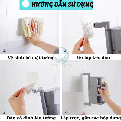 Hộp Gia Vị Treo Tường Xoay 360 Độ- Hộp Đựng Gia Vị Đa Năng Gắn Tường- Kệ Gia Vị Xoay Thông Minh 4 Ngăn- Hộp Đựng Thực Phẩm Mini Gắn Bếp- Hộp Đựng Gia Vị Dạng Kéo Gắn Đứng