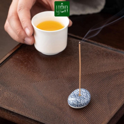 Đế Cắm Nhang Thảo Mộc Bằng Gốm Sứ Yên Tối Giản Dùng Thiền, Yoga Dâng Hương Trang Trí Thư Giãn