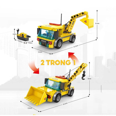Đồ Chơi Lắp Ráp Xe Công Trình Xây Dựng 2 Trong 1 - Construction Workers - Toys&Joys 8726 (137 Mảnh Ghép)