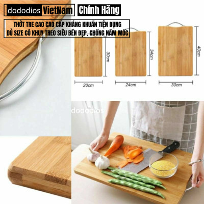 Thớt Tre Cao Cao Cấp Kháng Khuẩn Tiện Dụng - Thớt Gỗ Tre Kháng Khuẩn Đủ Size CÓ KHUY TREO Siêu Bền Đẹp, Chống Nấm Mốc - Hàng chính hãng dododios