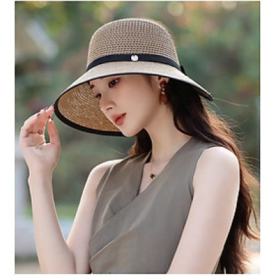 Nón mũ cói viền đen rộng vành che nắng đi biển thoáng mát kiểu dáng đẹp hợp thời trang dona250502