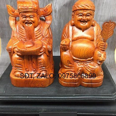 Tượng thần tài thổ địa gỗ hương 30cm hàng nguyên khối