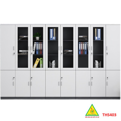 Tủ hồ sơ, tủ tài liệu, tủ văn phòng gỗ MDF cánh kính THS403 - Nội thất lắp ráp Viễn Đông adv