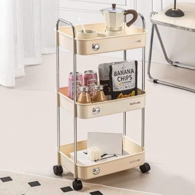 Kệ Gấu Sunmix 3 Tầng Đa Năng, Kệ Để Đồ Khay Nhựa Cao Cấp Khung Inox, Có Bánh Xe Và Tay Cầm Di Chuyển - HÀNG CHÍNH HÃNG MINIIN