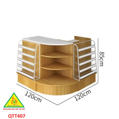 Bàn tính tiền siêu thị , Bàn thu ngân thiết kế tiện lợi QTT407 - Nội thất lắp ráp Viễn Đông Adv