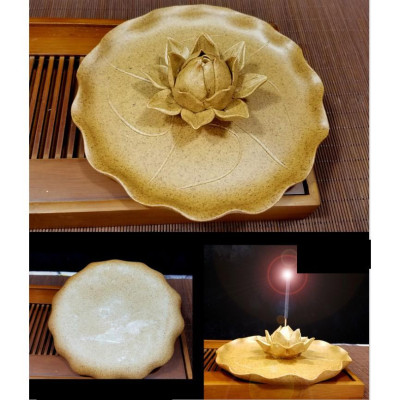 Đĩa đốt trầm đắp sen nổi DDT16