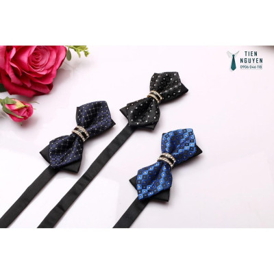 Nơ chú rể, MC, ca sỹ - Nơ cánh nhọn cao cấp đính đá Full box