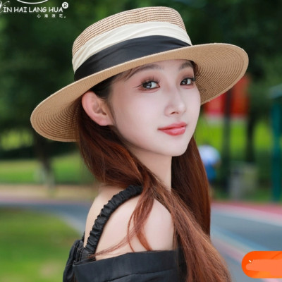 Nón vành nhỏ fedora chất liệu cói mũ rộng vành đi biển phối đai đen trắng thời trang Hàn Quốc  Chất liệu cói thoáng mát   Kích thước vành rộng 5cm