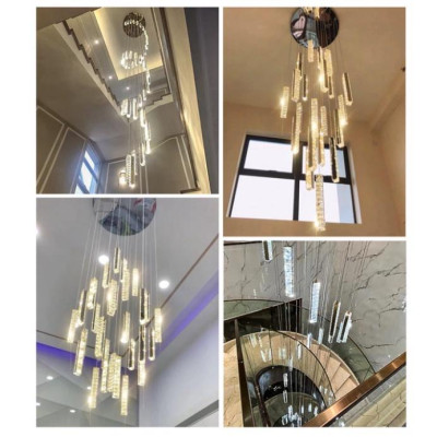 Đèn thả thông tầng thanh phale HTK030V+T, đèn chùm phòng khách DT