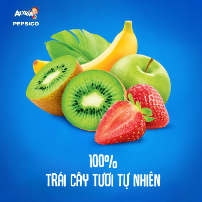 Thùng 10 Gói Trái cây nghiền vị táo, chuối, dâu tây và kiwi Agusha 90g/gói dành cho bé từ 8 tháng trở lên