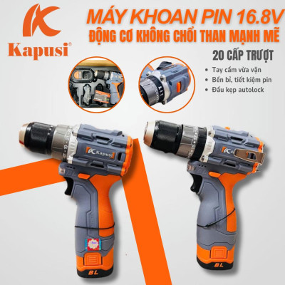 Máy Khoan Pin KAPUSI 16.8V – Đầu Kẹp Autolock 10mm/13mm – Khoan Búa, Bắt Vít