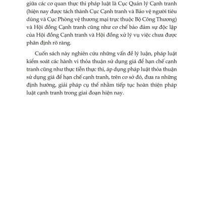 Pháp Luật Kiểm Soát, Thảo Thuận Sử Dụng Giá - Lý Thuyết Và Thực Tiễn Tại Việt Nam