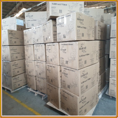 Ghế trượt thư giãn Rocking Chair Juno Sofa khung màu nâu nệm sọc KT 70 x 74 x 102 cm