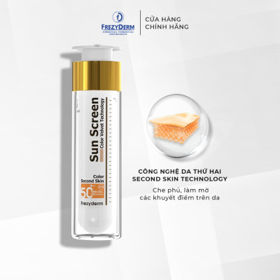 Gel chống nắng CÓ MÀU kiềm dầu, bảo vệ da Frezyderm Sun Screen Velvet Color Face SPF 50+ 50ml