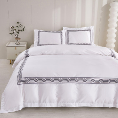 Bộ chăn ra Casa Bello Home - Set Serenity Grey Cotton lụa satin thêu họa tiết thêu 5 món