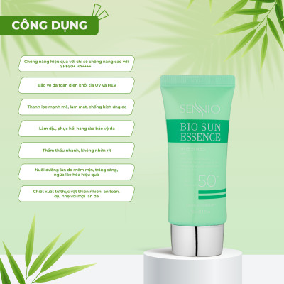 Kem chống nắng Sennio Bio Sun Essence dạng tinh chất dưỡng trắng da chống ánh sáng xanh 50ml SNO 825