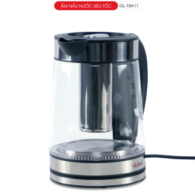 Ấm siêu tốc Gali GL-18A11 1.7L. Thân Ấm Thủy Tinh Có Lưới Lọc Pha Trà. Hàng chính hãng, bảo hành 24 tháng