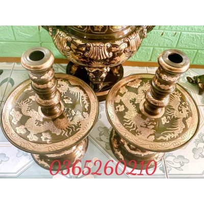 ĐỈNH 60 CM NẶNG 34 KG NGŨ SỰ 5 MÓN CHẤT LIỆU BẰNG ĐỒNG