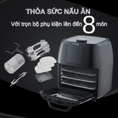 Nồi Chiên Không Dầu SHIMONO SM-AF108T 10L 1800W Cao Cấp Tiêu Chuẩn FDA Hoa Kỳ, LFGB Đức Tặng Kèm Trọn Bộ 9 Phụ Kiện Hàng Chính Hãng