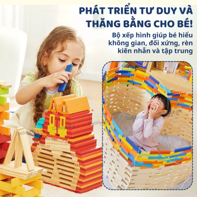 Đồ Chơi Xếp Hình Thông Minh bằng gỗ sáng tạo Mideer Archimedes City Blocks 300 mảnh ghép