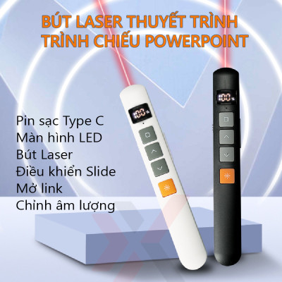 Bút Laser eXtreme LP1101 Thuyết Trình Chiếu PowerPoint | Pin Sạc Type C | Màn Hình LED | Điều Khiển Slide - Hàng chính hãng