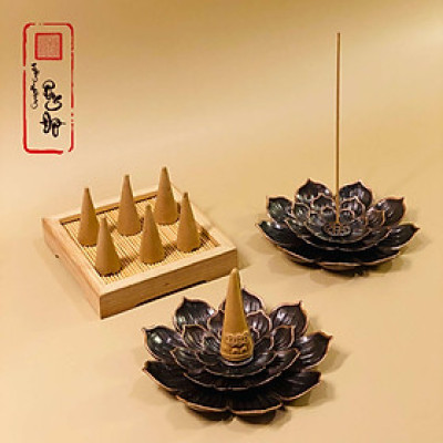 Đế Sen Cắm Nhang Không Tăm, Để Nhang Nụ, Nhang Vòng, Nhang Vân Mây Trầm Hương