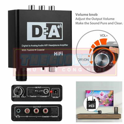 Hifi dac Amp Kỹ Thuật Số Sang Analog Bộ Chuyển Đổi Âm Thanh RCA 3.5 Mm Bộ Khuếch Đại Tai Nghe Toslink Quang Đồng Trục - Hàng Nhập Khẩu