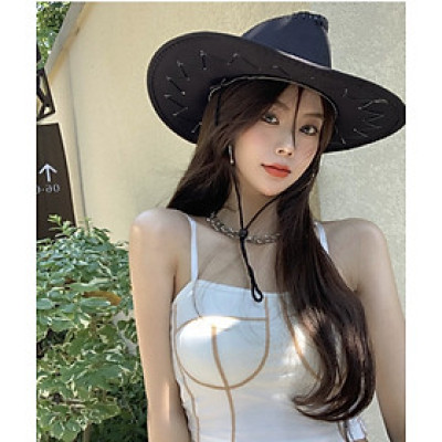 Nón Mũ Cao Bồi Nam Nữ Da Hoa Văn Chìm Thể Thao Đua Ngựa Du Lịch Dã Ngoại Chống Nắng Đi Biển Phong Cách Miền Viễn Tây Thời Trang