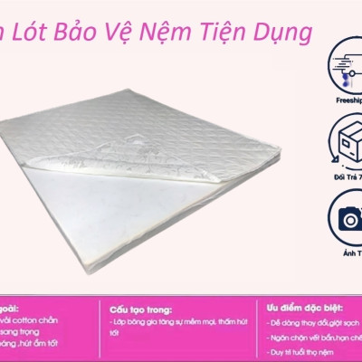 Tấm Lót Bảo Vệ Nệm Có Thun Chằn 4 Góc [Đủ Size]