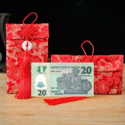 Túi gấm màu xanh loại 20 Nigeria poly sưu tầm, làm quà tặng