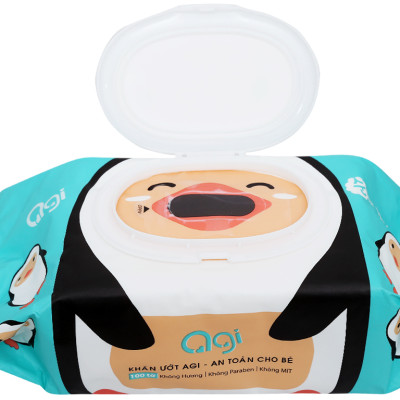 Combo 6 Gói Khăn Ướt AGI Không Hương Chim cánh cụt (100 tờ/6 gói)