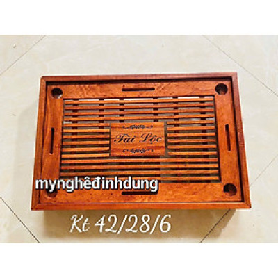 Khay trà mẫu mới bằng gỗ hương kt 42x28x6cm 