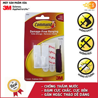 Vỉ 2 móc treo tường cường lực 900g 3M 3M-17501