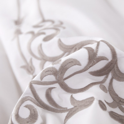 Bộ chăn ra Casa Bello Home -Set Victoria Sand Bộ chăn ga gối Cotton satin thêu họa tiết thêu 5 món