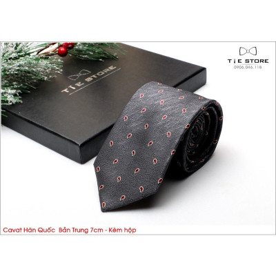 Cà Vạt Nam Bản Trung 7Cm họa tiết đơn giản - Cavat Hàn Quốc Cao Cấp Full box