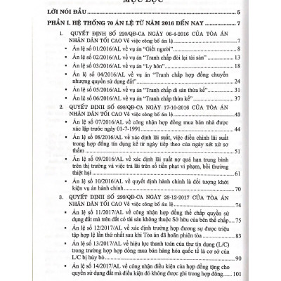 Hệ thống 70 Án lệ và các Giải đáp vướng mắc trong nghiệp vụ xét xử của Tòa án nhân dân tối cao từ năm 2016 đến nay
