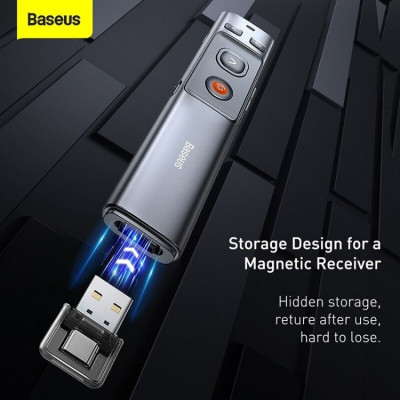 Bút Laser trình chiếu Baseus Orange Dot Wireless Presenter Green Lasercharging cho Laptop Macbook MKCD- Hàng chính hãng