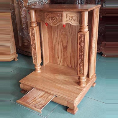 Bàn thờ thần tài ông địa gỗ Gõ Đỏ cột vuông cao 66cm x ngang 50 x hông 48cm