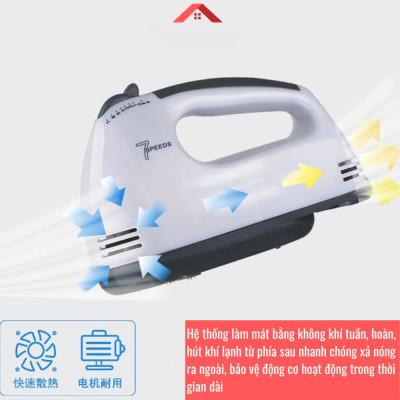 Máy Đánh Trứng Cầm Tay 7 Tốc Độ Công Suất Lớn Tặng Kèm 4 Que Đánh Cao Cấp Thép Không Gỉ - Hàng Chính Hãng - Hàng Nhập Khẩu