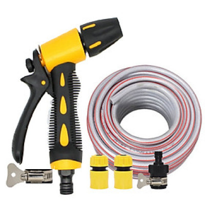 Bộ dây vòi xịt nước rửa xe,tưới cây,loại 3m,5m 206319 cút sập,nối đen+đai