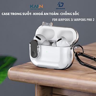 Ốp Case Bao Trong Suốt Dành Cho Airpods 4/ Airpods 3 / Airpods Pro 2/ Airpods Pro, Khoá An Toàn, Chống Sốc, Dux Ducis PECL Series_Hàng Chính Hãng
