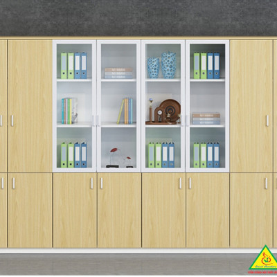 Tủ hồ sơ, tủ tài liệu, tủ văn phòng gỗ MDF cánh kính THS402- Nội thất lắp ráp Viễn Đông adv