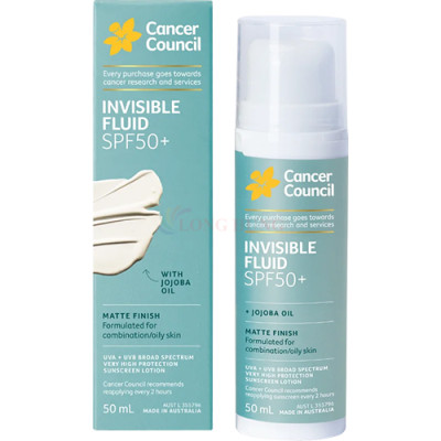 Sữa chống nắng Cancer Council Invisible Fluid SPF50+ (50ml) - Hàng chính hãng