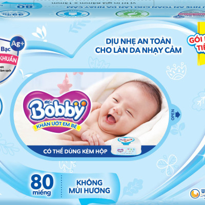 Combo Tiết Kiệm: 6 Gói Khăn Ướt Bobby Care Bổ Sung 80 Miếng/Gói