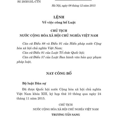 Bộ luật dân sự (hiện hành) - bản in 2024