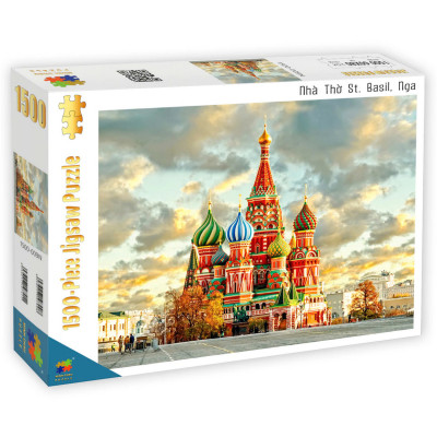 Nhà Thờ St. Basil, Nga - Bộ Tranh Ghép Hình Minh Châu 1500 Mảnh Kích Thước 60x80cm