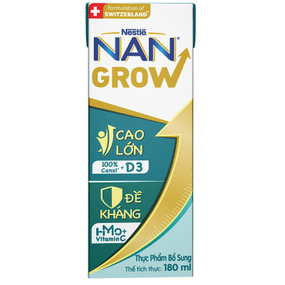 Thùng sữa bột pha sẵn Nestlé NANGROW 6(4x180ml) sữa mát công thức từ Thụy Sĩ với 100% Canxi giúp bé cao lớn vượt trội dành cho bé từ 1 tuổi